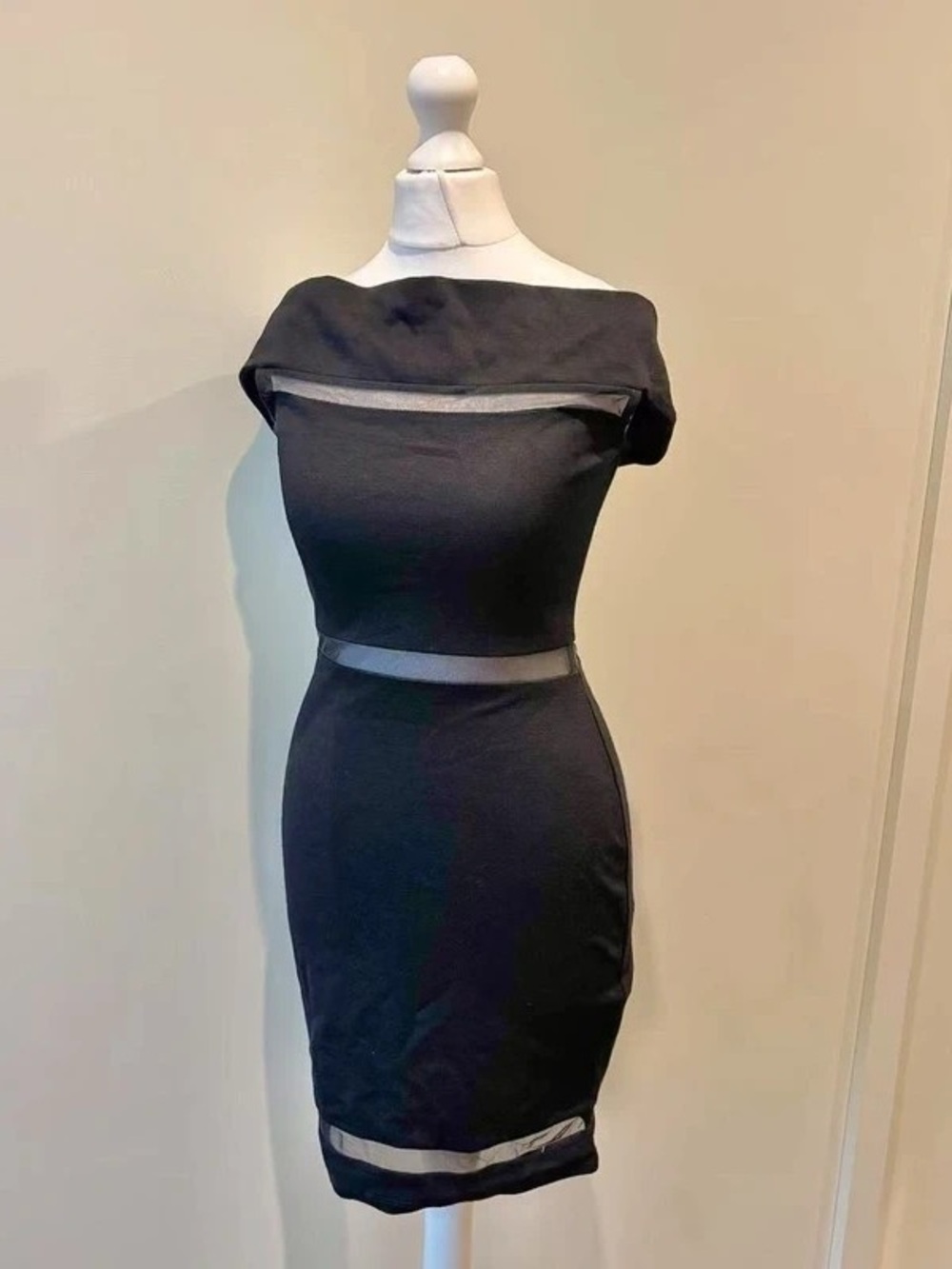 Elegant Off-Shoulder Black Maxi Dress with Sheer Insets